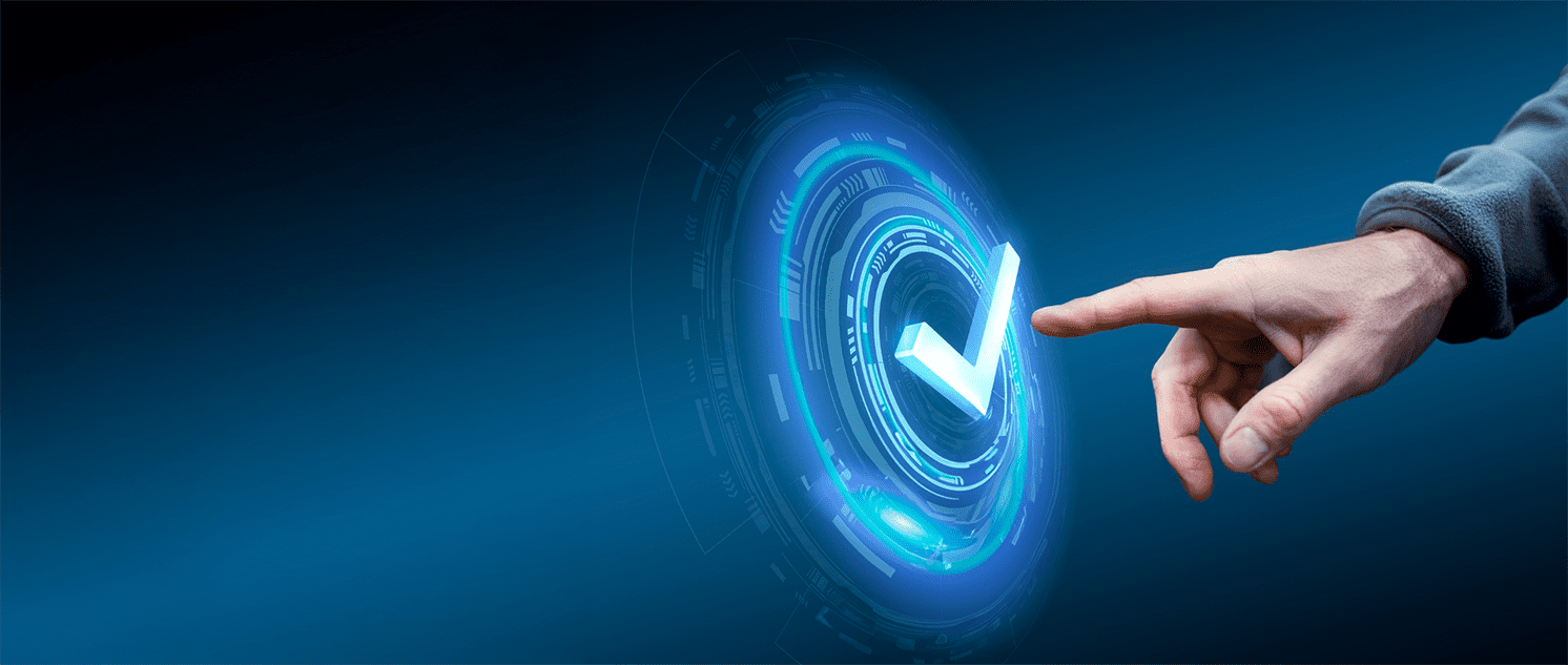 Hand reaching for approval button