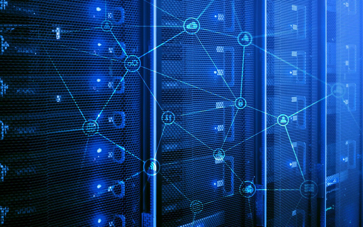 Network monitoring concept connection monitoring services icon on data center