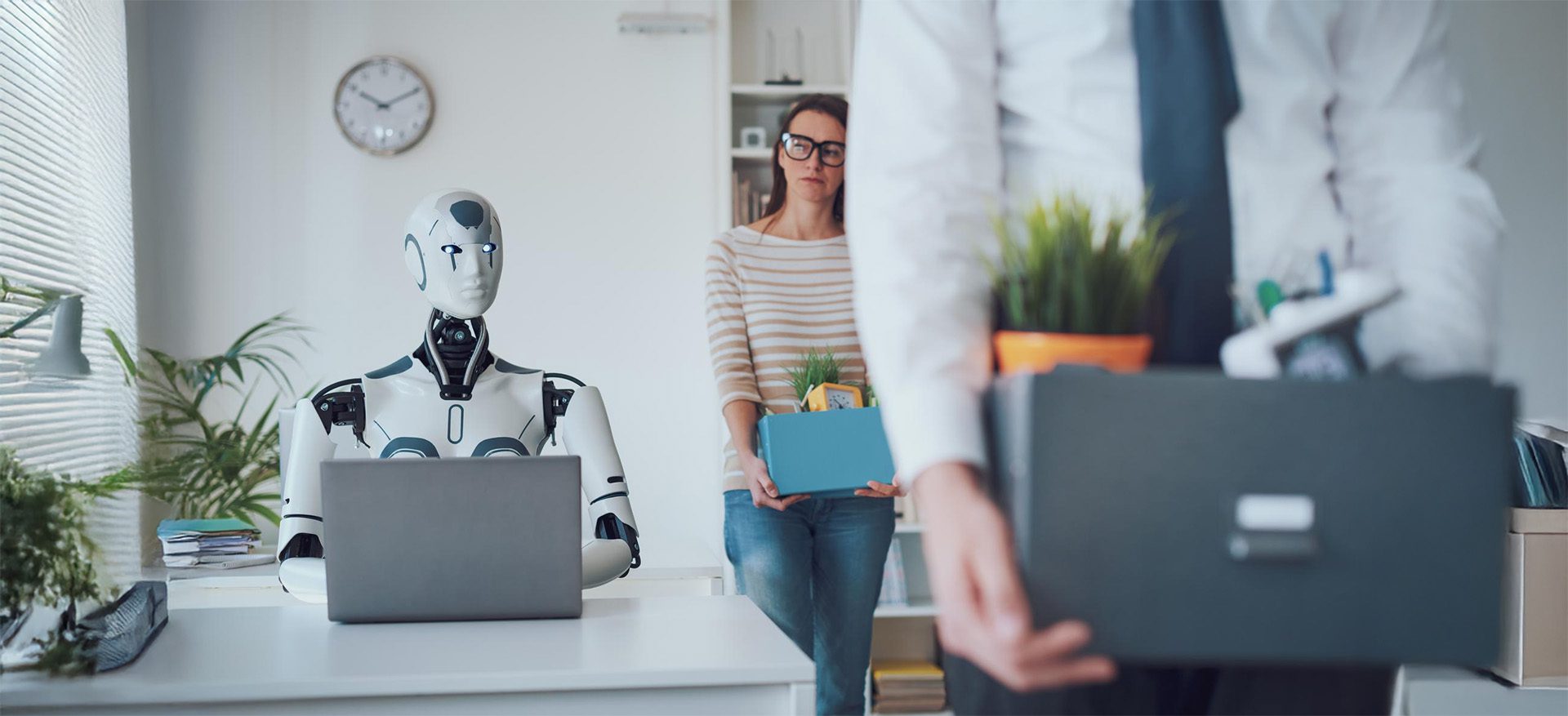 artificial intelligence sitting at a computer